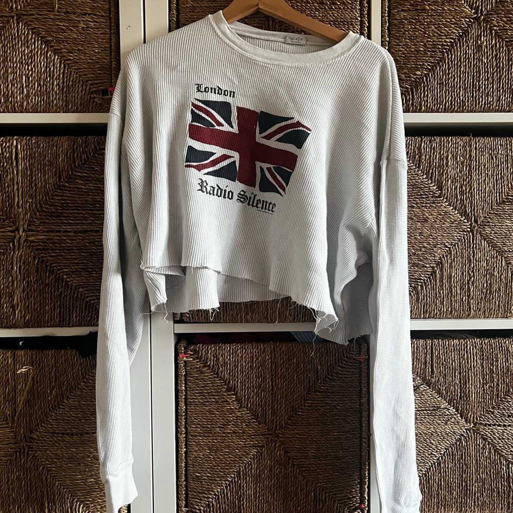 White Graphic Crop Top